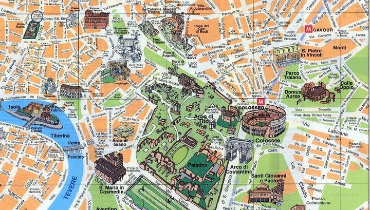 Principais regiões de Roma Principais regiões de Roma