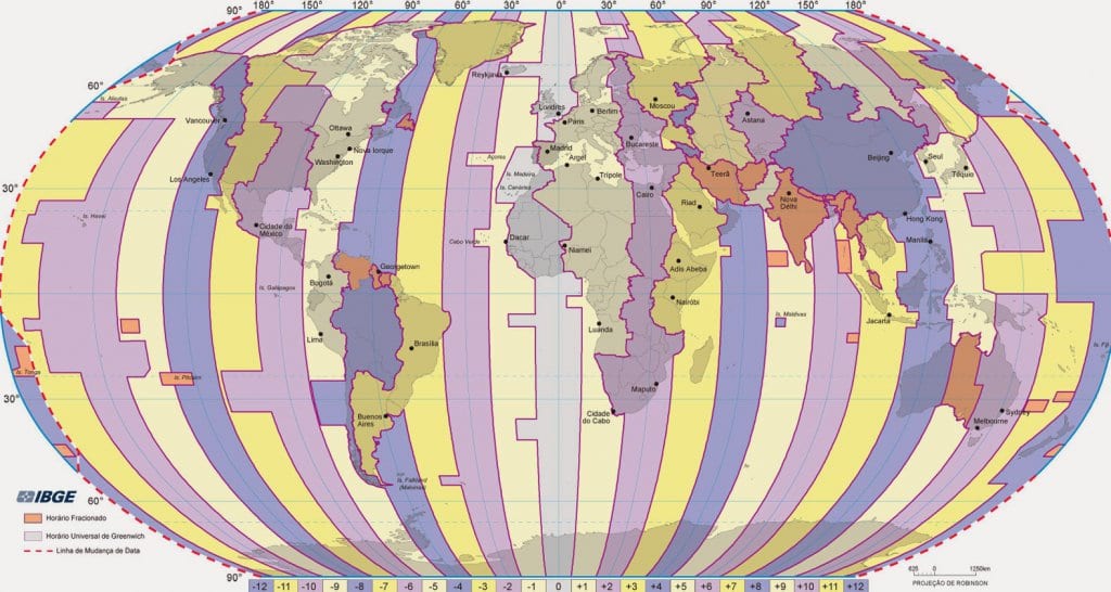 Mapa de fuso horário Mapa de fuso horário
