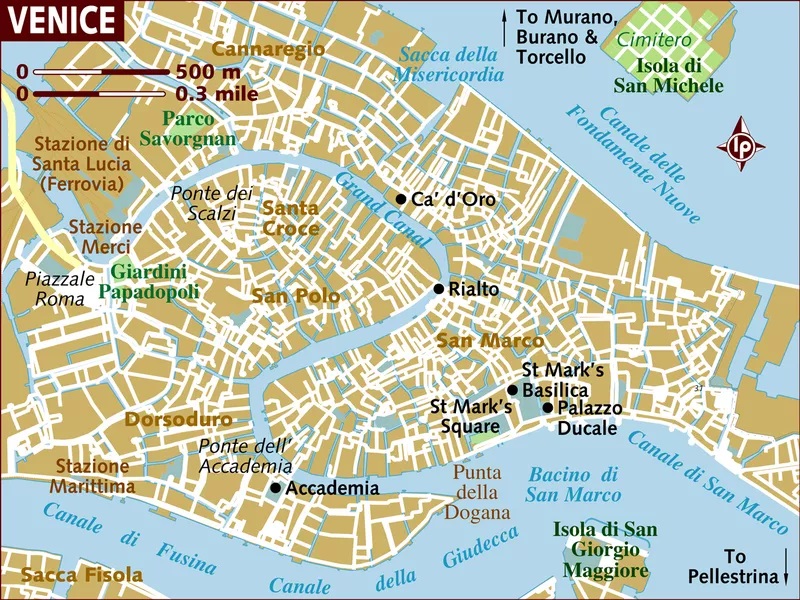 Mapa detalhado da Ilha de Veneza Mapa detalhado da Ilha de Veneza