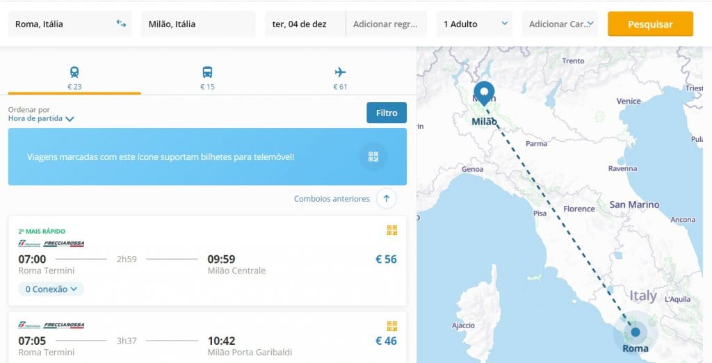 Pesquisador de trajetos na Itália Pesquisador de trajetos na Itália