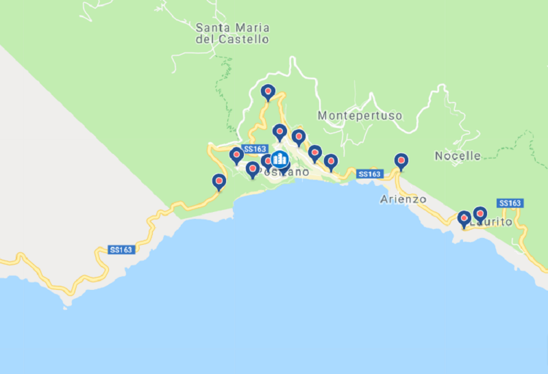 Mapa dos hotéis em Positano Mapa dos hotéis em Positano