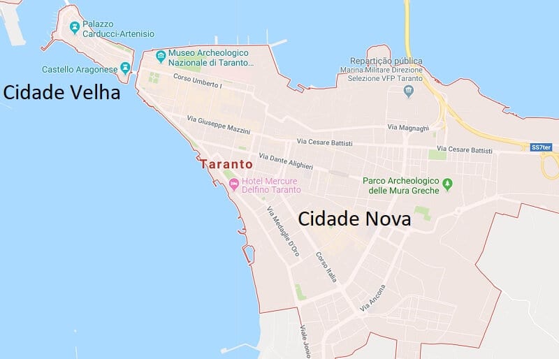 Mapa da cidade de Taranto Mapa da cidade de Taranto
