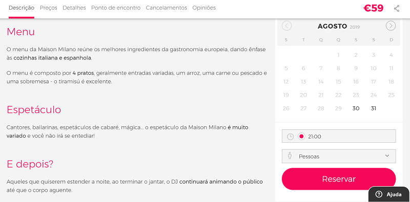 Civitatis para ingressos para um jantar no restaurante Maison Milano Civitatis para ingressos para um jantar no restaurante Maison Milano