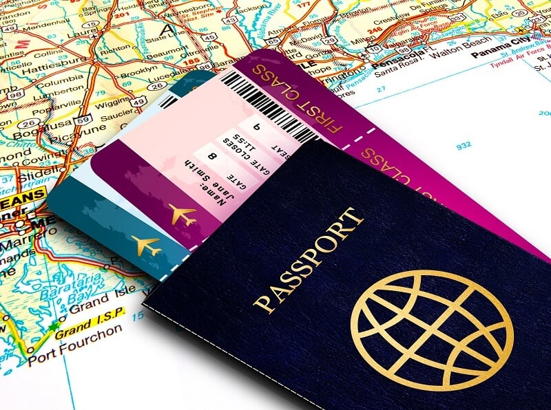 Passaporte com passagens de avião Passaporte com passagens de avião